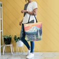 thumbnail image 4 of FORMRS Womens Canvas Tote Bag with Zipper Inner Pocket Shoulder Handbag, Floral Mountain, 4 of 7