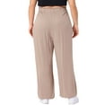 thumbnail image 4 of DARING DIVA Women's Plus Palazzo Stretchy High Waisted Wide Leg Pants 3X Khaki, 4 of 6