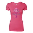 thumbnail image 2 of Keep Calm and Fight On Breast Cancer Awareness Womens Slim Fit Junior Tee, Hot Pink, Small, 2 of 3