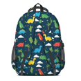 thumbnail image 3 of Dinosaur and Cacti Dark Blue Pattern Cute School Backpack Bag with Padded Back and Adjustable Shoulder Straps 16.9 X 12.6 X 5.9 Inches, 3 of 5