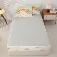 thumbnail image 4 of Manfei Watercolor Sleeping Kitten Zipper Twin Comforter Sets with Fitted Sheet and 2 Pillowcases, Cute Cat Art Zipper Bedding Set, Cream Pink Green, Gray Reversible, 4 Pieces, 4 of 7