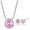 Pink, variant on VerPetridure Colorful Inlaid Zircon True Love Round Fate Short Necklace Stud Earring Set Colorful Zircon Necklace Stud Earrings Set