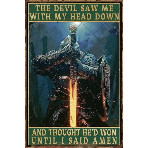 Noete Christian Metal Tin Sign for Men 8x12 Inch Inspirational Religious Art Poster Christian Wall Art with Motivational Quotes Perfect for Home Office, Man Cave & Spiritual Encouragement