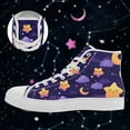 thumbnail image 2 of Coolcustomize Men's High-top Casual Shoes with Star, Moon & Cloud Design - Purple/White (Multi-Color Options) - Lace-Up Ankle, Cushioned Rubber Sole, Fabric Upper Sneakers for Outdoor, Casual Attire, 2 of 10