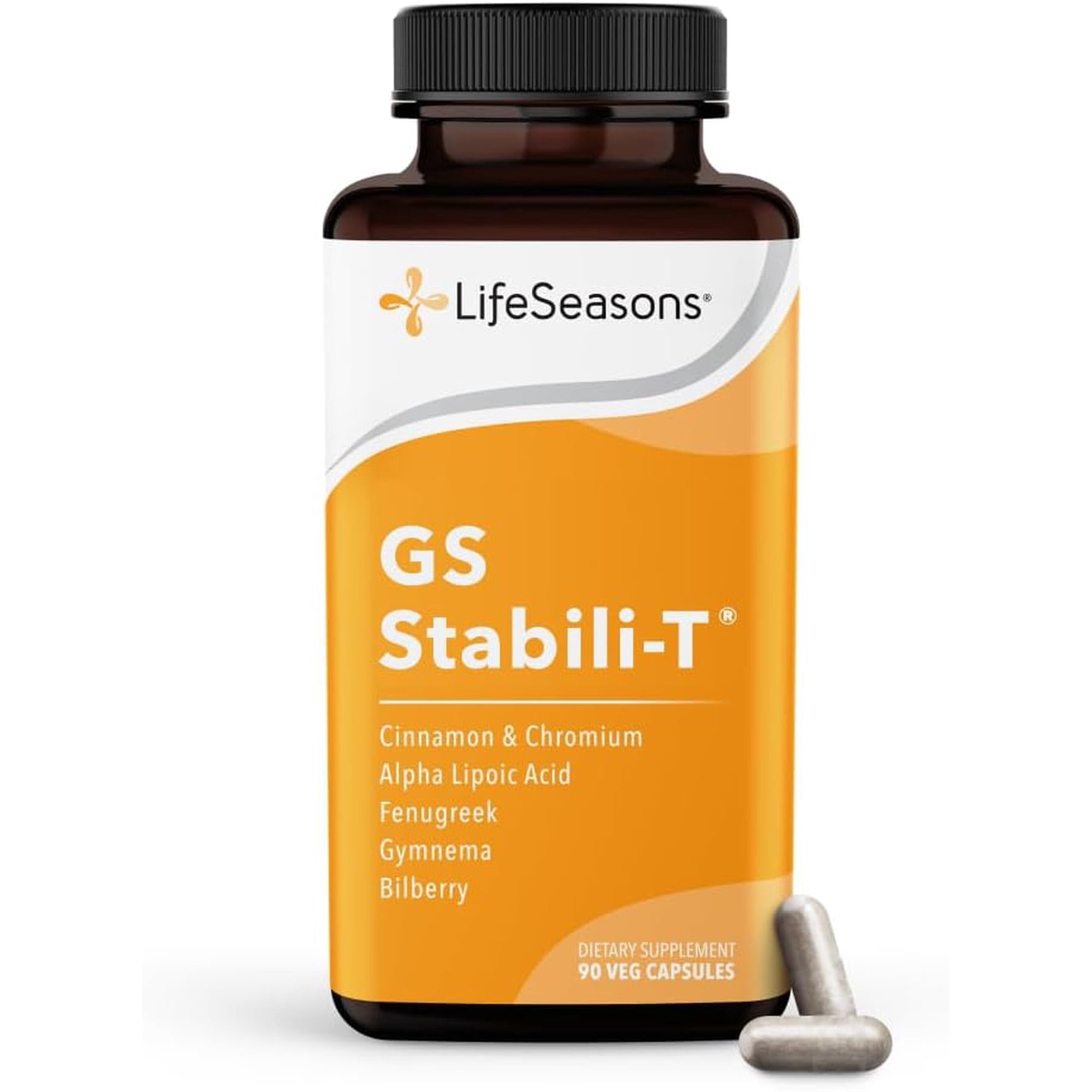 LifeSeasons GS Stabili-T - Blood Sugar Support Supplement - Healthy Circulation & Vision - Maintain Normal Levels - Chromium Cinnamon Gymnema Bilberry & Alpha Lipoic Acid - 90 Capsules