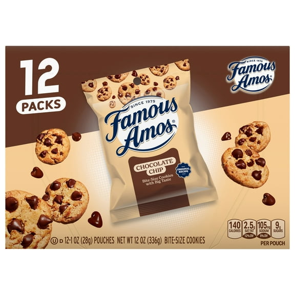 Famous Amos Classic Bite-Size Chocolate Chip Cookies, 12 Count, 12 oz Box