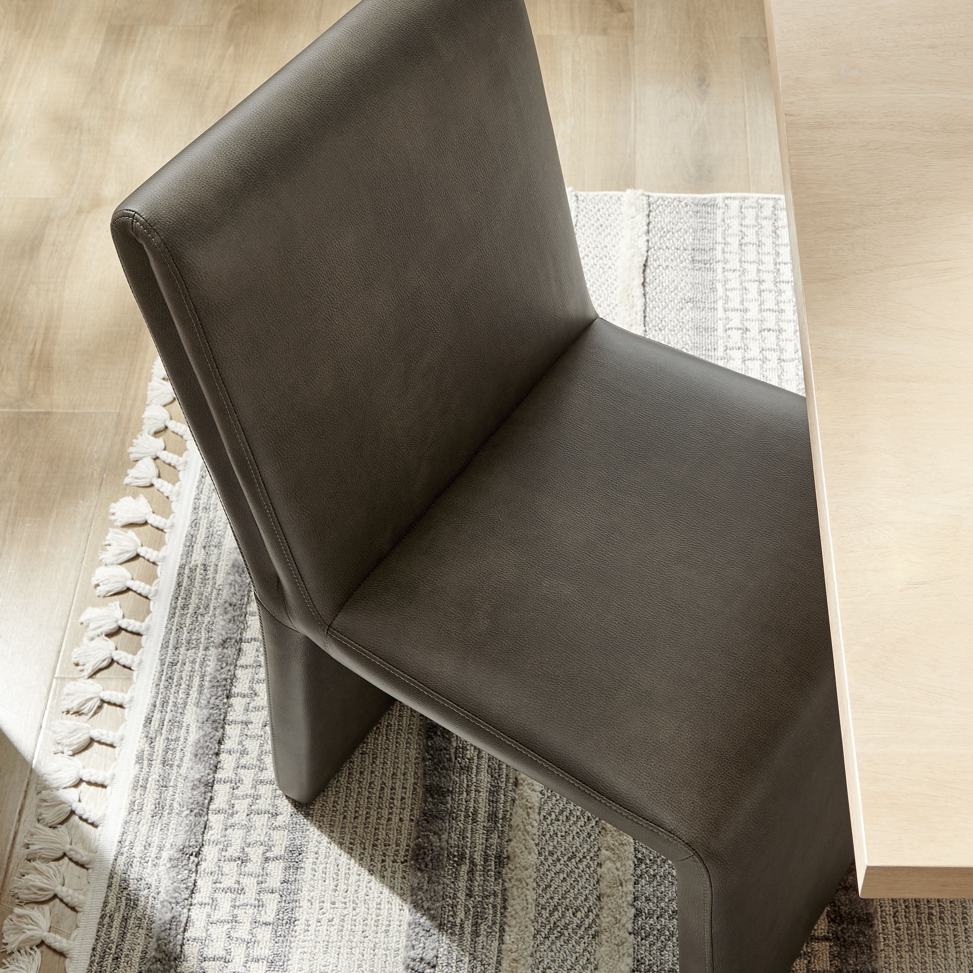 Emory Vegan Leather Dining Side Chair in Mushroom