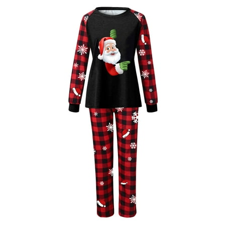 

LEEy-world Matching Christmas Pajamas For Couples 2022 Matching Family Pajamas Sets Christmas Pj S With Letter And Plaid Printed Long Sleeve Tee And Bottom Loungewea Black L