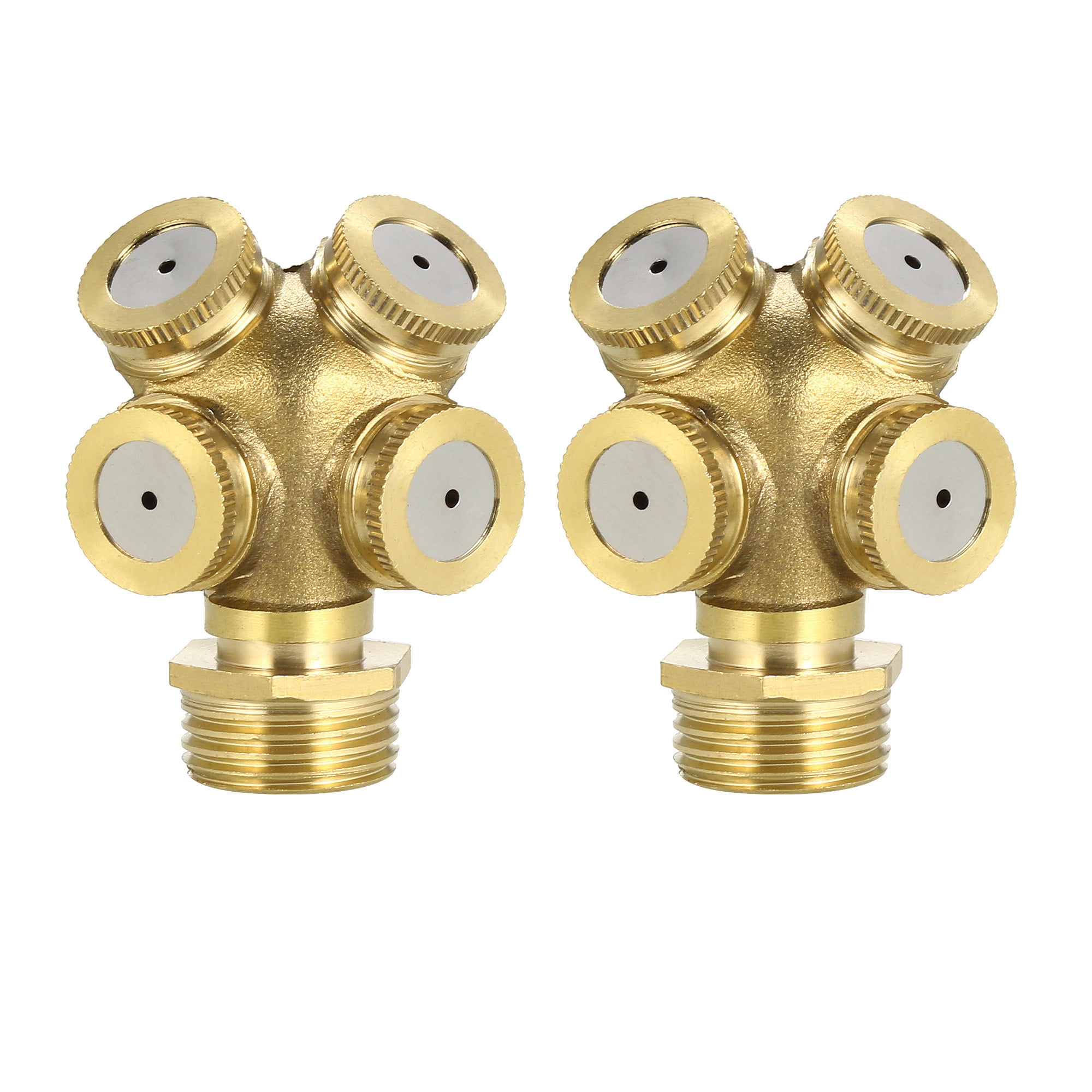 2 Pcs 1/4BSPF Brass 2 Holes Garden Sprinklers Irrigation Connector Fitting uxcell Misting Spray Nozzle 