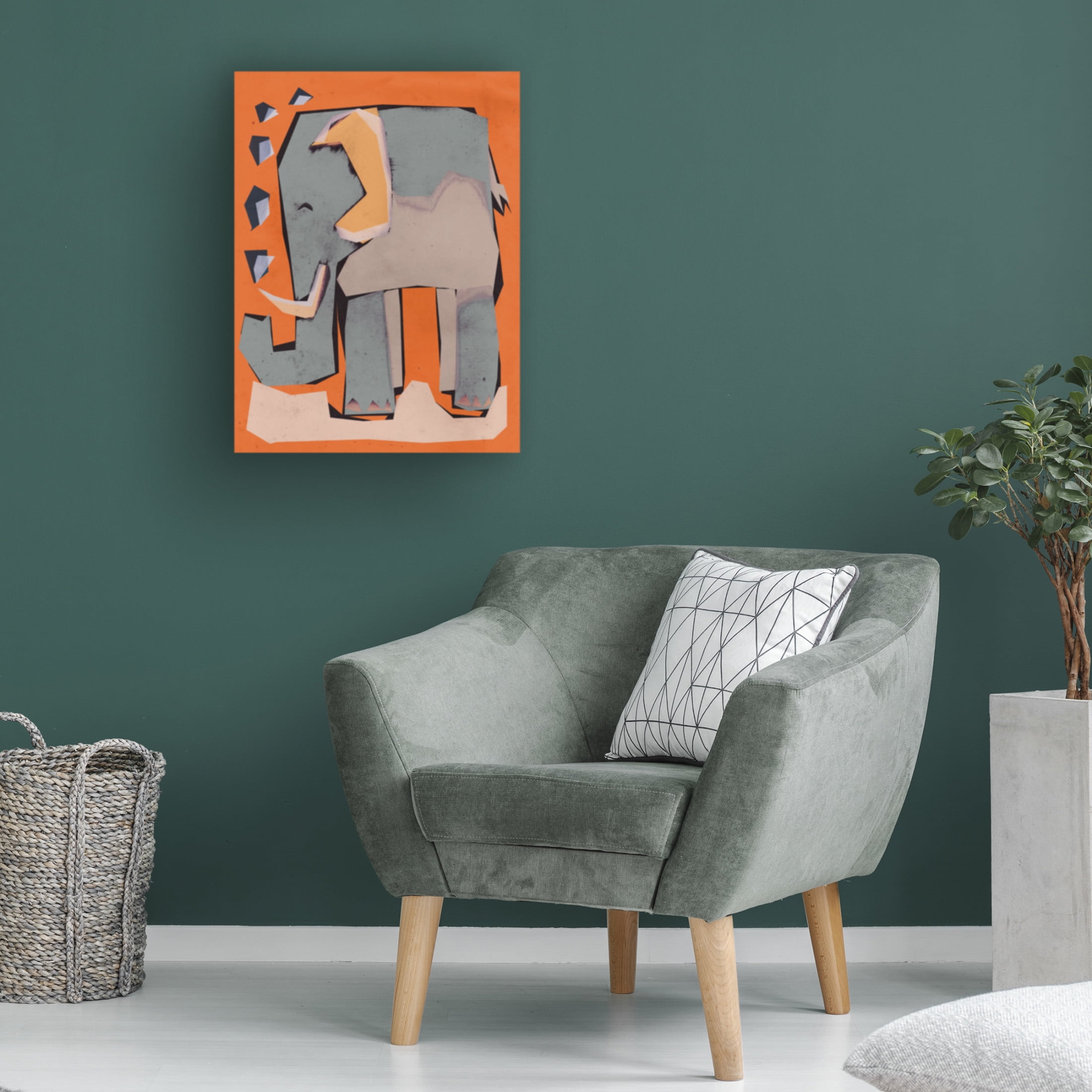Canvas Wall Art - Treechild 'Happy Elephant' Wall Art for Living Room, Bedroom, or Office D?cor by Trademark Fine Art - 14 x 19 Inches