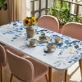 thumbnail image 3 of Blue Eucalyptus Leaves Table Cloths for 6 Foot Rectangle Tables, Watercolor Botanical Weeping Leaf Patio Waterproof Elastic Fitted Tablecloths, Washable Rectangular Table Cover for Camping, 3 of 8