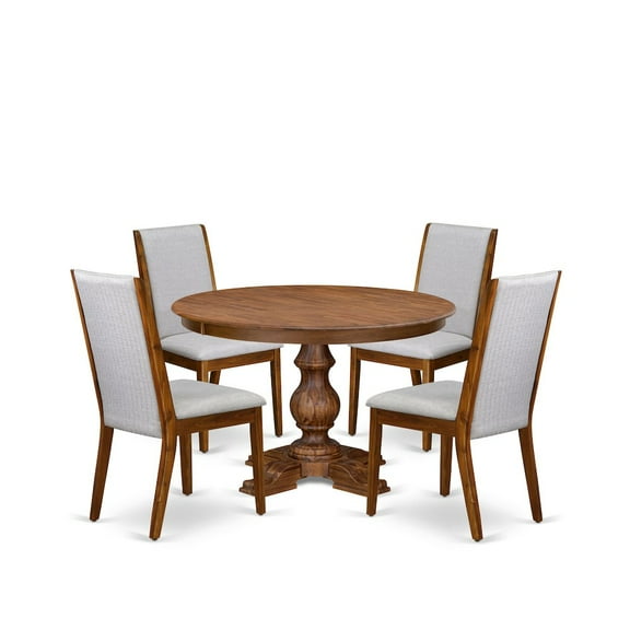 Luxe by East West Furniture 5-Piece Dining Table Set A Modern Dining Table, 4 Grey Fabric Upholstered Chairs