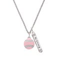 thumbnail image 1 of Delight Jewelry Silvertone Pink Tennis Ball with Clear Crystals Silvertone Be Strong and Courageous Bar Charm Necklace, 23", 1 of 4