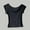 Black, variant on Rezuofi 1 Pcs Women's Short Sleeve T-Shirts Low Scoop Neck Slim Fitted Ribbed Knit Casual Longer Crop Top