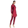thumbnail image 5 of IBTOM CASTLE Women Muslim Burkini Swimsuits Modest Swimwear Islamic Long Sleeve Full Cover Hijab Swim Top Pants Plain ​Bathing Suit L Red, 5 of 6