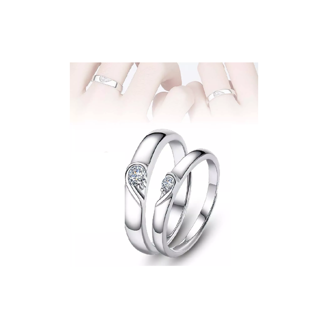 2 Anillos Promesa Plata Fina 925 Corazón Parejas Compromiso Plata