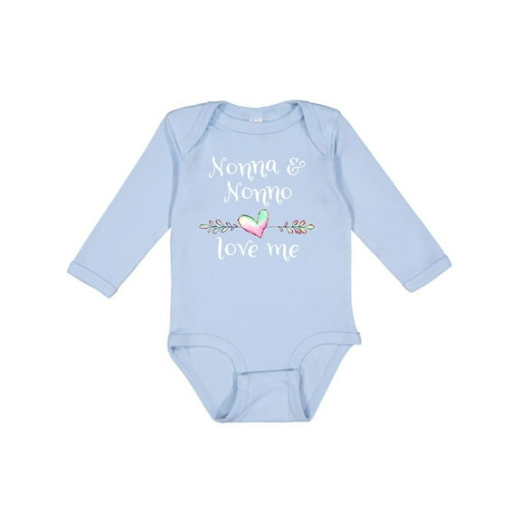 Inktastic Nonna and Nonno Love Me Heart Grandchild Boys or Girls Long Sleeve Baby Bodysuit
