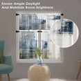 thumbnail image 3 of Blue Kitchen Curtains Grey White Window Curtains Valance and Tier Set, Contemporary Rod Pocket Short Tier Curtain, Abstract Art Small Cafe Curtains for Kitchen Decor 52" x 24", 3 of 6