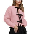 thumbnail image 2 of BSDJILFG Cute Cardigans for Women Bow Tie Front Sweater Long Sleeve Open Front Knitting CottFall Jackets, 2 of 7