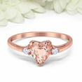 thumbnail image 2 of HeartsAndYou 1ct Natural Heart Morganite Diamond Ring Trilogy Minimalist 14k SOLID Rose Gold, 2 of 9