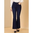 thumbnail image 5 of Allegra K Women's Flare Vintage High Waist Stretch Long Pants Bell Button Jeans, 5 of 6