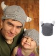 thumbnail image 6 of lanema Crochet Knitted Beanie Hat Funny Ox Horn Barbarian Viking Stretchy Cap, 6 of 13