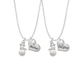 thumbnail image 1 of Delight Jewelry Silvertone Imitation Pearl Snowman Mother & Daughter Heart Necklaces (Set of 2), 19"+2", 1 of 4