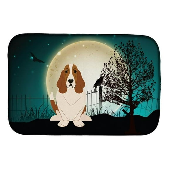 Halloween Scary Basset Hound Dish Drying Mat