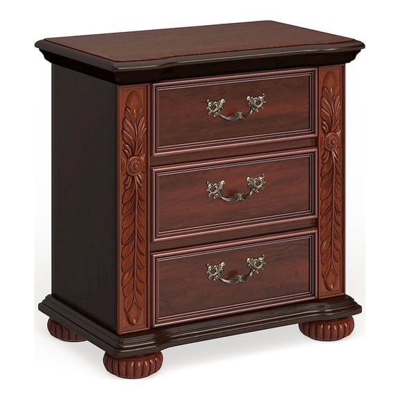 ENITIAL STAR Eleo Traditional Wood 3-Drawer Nightstand in Brown Cherry