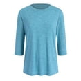 thumbnail image 4 of CAICJ98 3/4 Sleeve T Shirts for Women Tops Casual Crew Neck Shirts Loose Fit Tunic Blouses Summer Tees Sky Blue,L, 4 of 6
