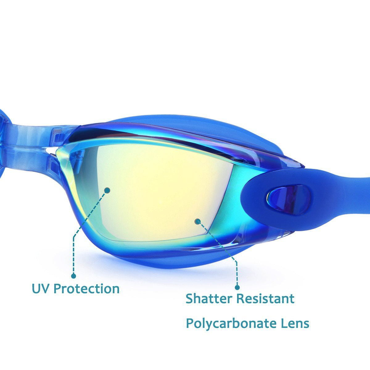 Divers Recreational Blue/White Women's Swim Goggles Anti Fog Shatter Resist Details about   U.S 