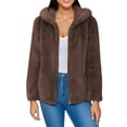 thumbnail image 3 of IMENGL Women's Hoodies Sweatshirts Loose Fit Winter Jacket Coats Fuzzy Back Hood and Front Placket Shaggy Shacket Jacket Oversized Casual Essentials Hoodie,M-6XL, 3 of 6