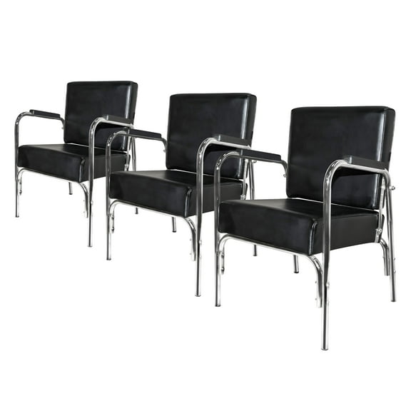 PureSana 3 Pack Chromium Ella Professional Auto Reclining Shampoo Chair, Black