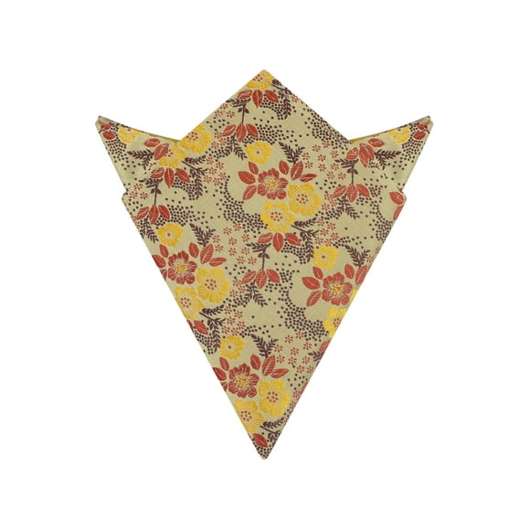 INSPIRE CHIC Men's Floral Pocket Squares Spring Colorful Flower Pattern Handkerchief for Men Gold One Size