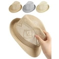 thumbnail image 6 of Gustave Short Brim Fedora Hat for Men Women Summer Sun Protection Beach Hats Panama Trilby Hat Breathable Hollow Out Mesh Cap - Beige, 6 of 8