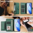 thumbnail image 4 of Zipper Wallet Case for iPhone 17 Pro Max with Card Slots & Wrist Strap, Flip Cover Stand Green, 4 of 5