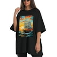 thumbnail image 4 of Plus Size Shirt for Women Oversized Black Tops for Women Short Sleeves Shirt for Women Ship1 T Shirt Crewneck Shirt for Women M, 4 of 5