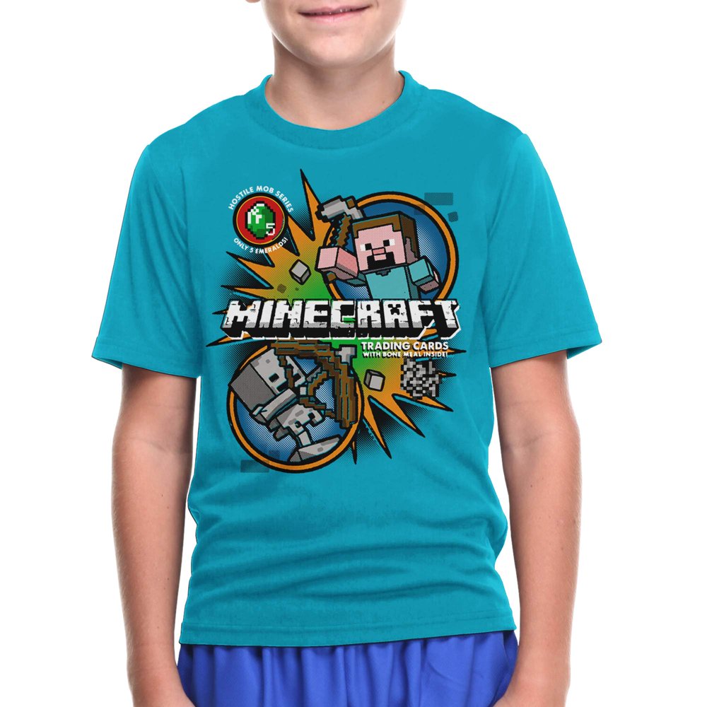 Minecraft Boys' Battle Mob Blue Short Sleeve Graphic Tee Walmart
