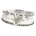 thumbnail image 4 of Pulsera envolvente de cuero sintético, pulsera apilable para atuendos de conciertos country y vacaciones. Blanco, 4 of 10