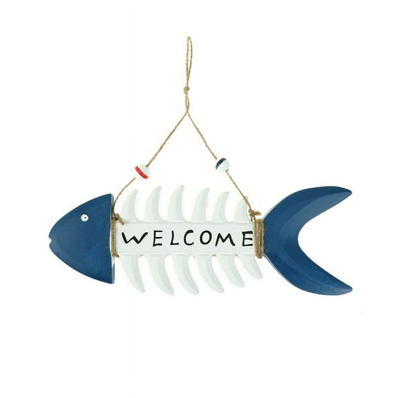 welcome Fish skeleton Fish nautical wall Hanging Vintage Wood Sign Decor DIY WL