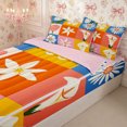 thumbnail image 2 of Manfei Colorful Flowers Zipper Twin Comforter Sets with Fitted Sheet and 2 Pillowcases,Abstract Vintage Floral Plaid Zipper Bedding Set,Reversible, 2 of 7