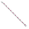 thumbnail image 2 of Gem Stone King 925 Sterling Silver Heart Shape Pink Created Sapphire and White Lab Grown Diamond Greek Vine Flower Tennis Bracelet for Women (6.04 Cttw, 7.5 inch), 2 of 4