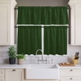 thumbnail image 4 of 3 Piece Kitchen Curtains and Valances Set Solid Dark Green Cafe Curtains 24 Inch Length Retro Minimalism Abstract Denim Texture Valance & Tier Curtain for Living Room Bedroom Window 54"x18"+27"x24"*2, 4 of 6