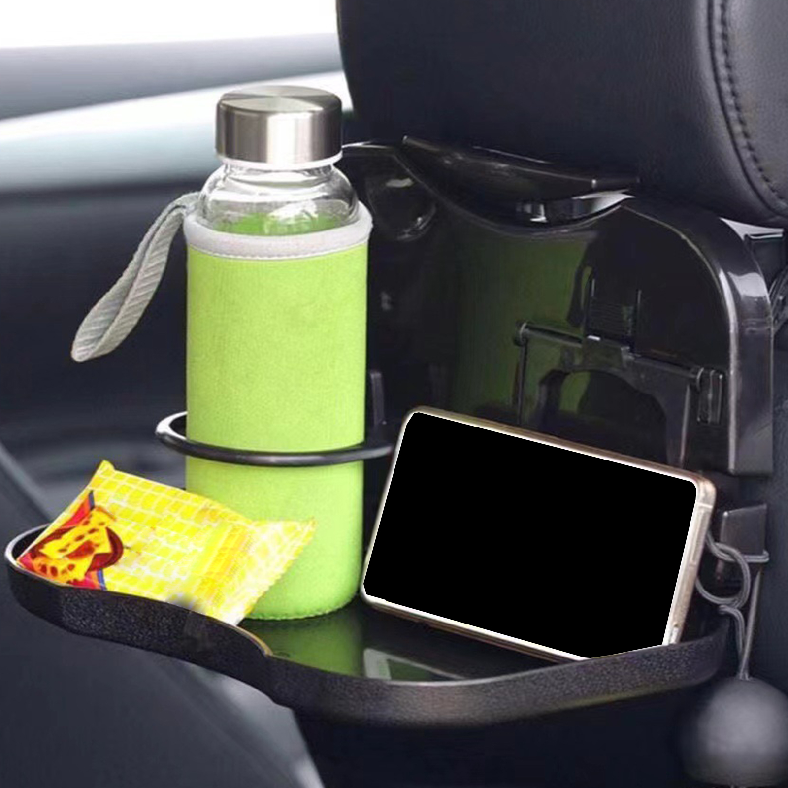 Foldable Back Tray With Cup Holders & Portable Travel Tray for Office Work, Commuting, Road Trips