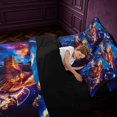 thumbnail image 4 of Manfei Space Astronaut Dino Animals 7pcs Queen Bedding,Neon Cloud Stars Bedding Comforter Set Queen,Blue Purple,Black Reversible, 4 of 5