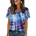 thumbnail image 2 of Odbmxy Tee Shirts for Women Plus Size Summer Tie-Dye Short Sleeve Women Tops Loose Retro Blue Leisure Sports Workout Tops, 2 of 9