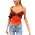 thumbnail image 5 of Verano Mujeres Malla de Encaje Camisa Tops, Sexy Slim Costura expuesta Ombligo Top, 5 of 5