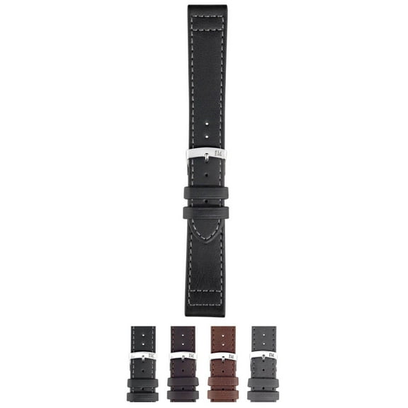 Morellato Ginepro Calfgrain Vegan Leather Watch Strap - Black - 18mm - Chrome-plated Stainless Steel Buckle - GREEN Collection