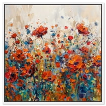 Beautiful Garden Bloom Impressionism Wall Art /Monet And Van Gogh Inspired Art Canvas Wall Art by Art Remedy, White Floater Frame, 17" x 17"