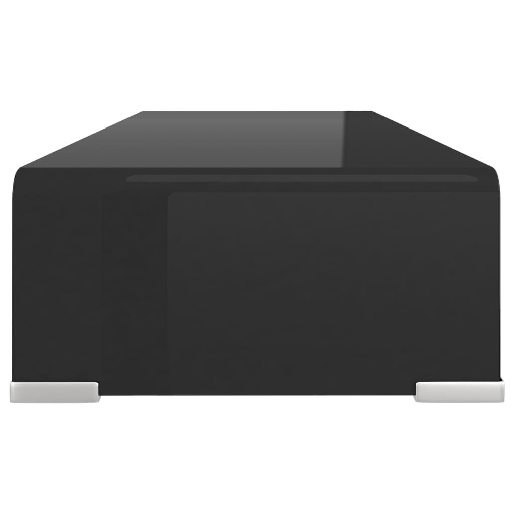 Kepooman Modern Rectangle Glass Computer LCD Desktop Shelf for Bedroom, 23.6" x 9.8" x 4.3", Black Kepooman Modern Rectangle Glass Computer LCD Desktop Shelf for Bedroom, 23.6" x 9.8" x 4.3", Black